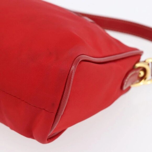 PRADA Shoulder Bag Nylon Red Gold